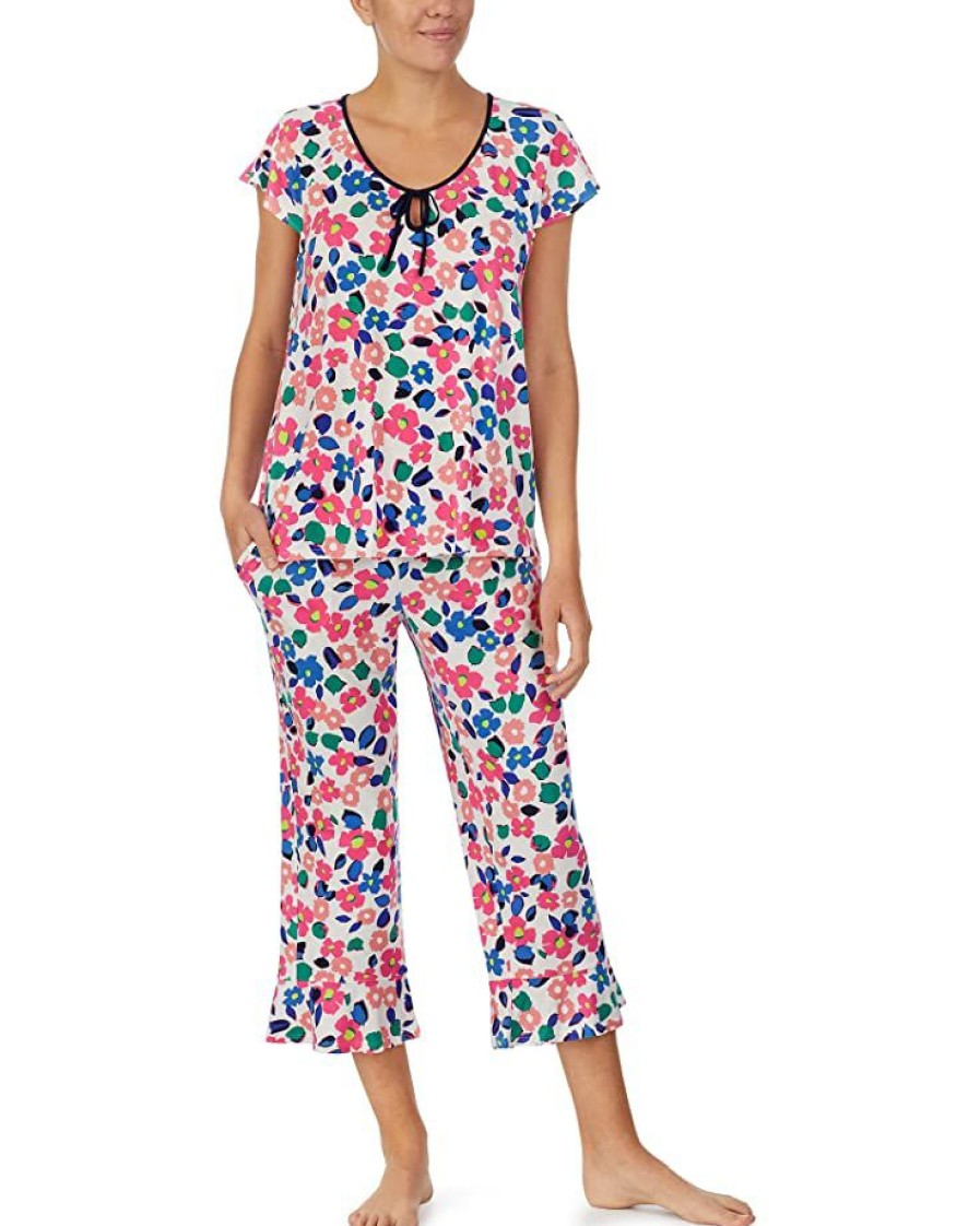 Clothing Kate Spade New York | Kate Spade New York Sleepwear Fashion Short Sleeve Cropped Pj Set Botanical Garden