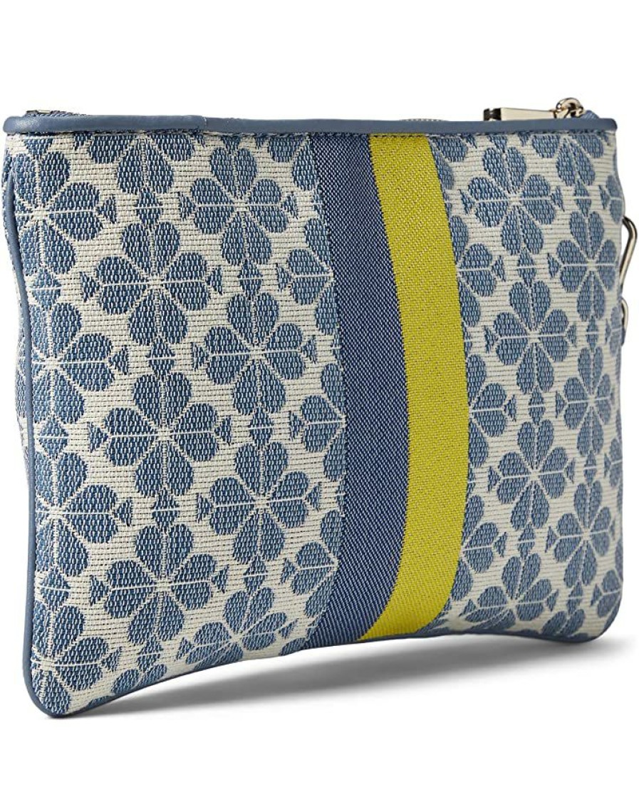 Bags Kate Spade New York | Kate Spade New York Handbags Spade Flower Jacquard Stripe Pouch Wristlet Morning Sky Multi