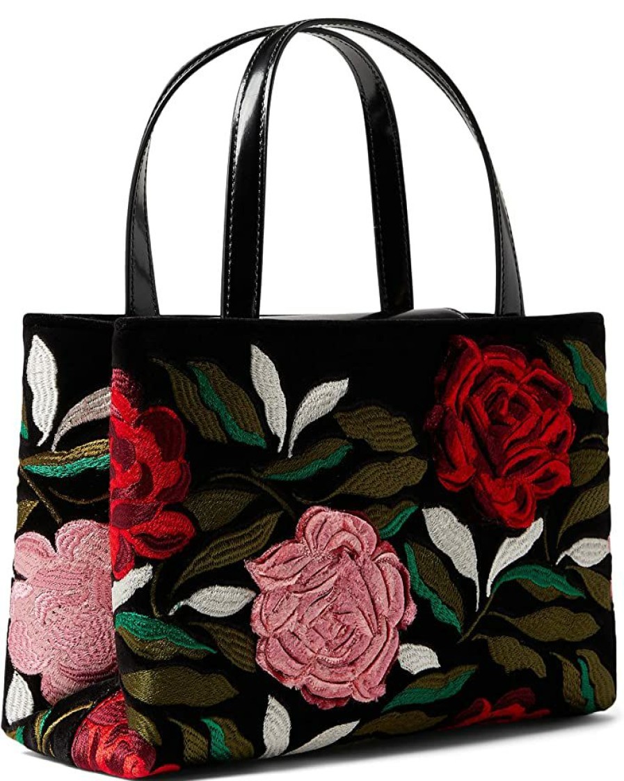 Bags Kate Spade New York | Kate Spade New York Handbags Sam Icon Rose Garden Embellished Velvet Small Tote Black Multi