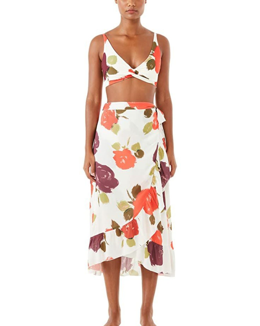 Clothing Kate Spade New York | Kate Spade New York Swimwear Just Rosy Ruffle Pareo Ivory