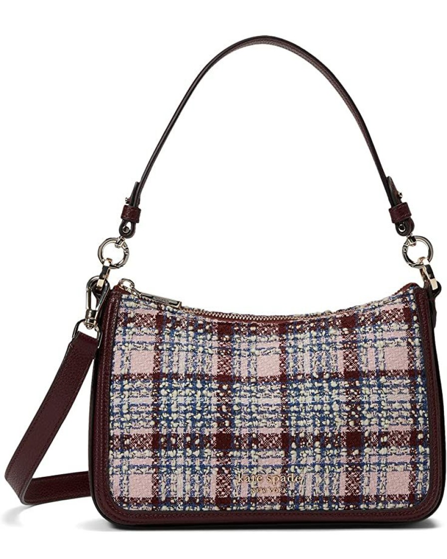 Bags Kate Spade New York | Kate Spade New York Handbags Hudson Tweed Fabric Medium Convertible Crossbody Dark Merlot Multi