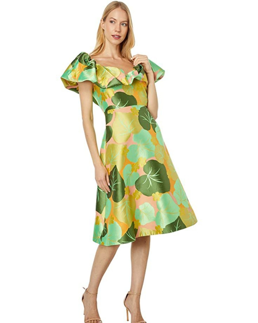 Clothing Kate Spade New York | Kate Spade New York Dresses Cucumber Floral Flounce Dress Multi