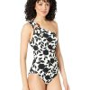 Clothing Kate Spade New York | Kate Spade New York Swimwear Geranium Grove Buckle One Shoulder One-Piece Black