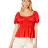 Clothing Kate Spade New York | Kate Spade New York Shirts & Tops Poplin Riviera Top Flame Scarlet