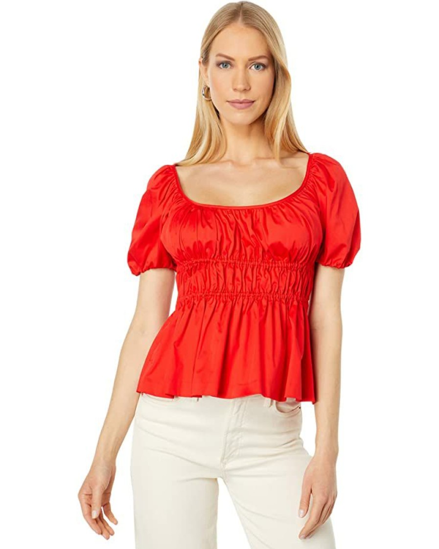 Clothing Kate Spade New York | Kate Spade New York Shirts & Tops Poplin Riviera Top Flame Scarlet