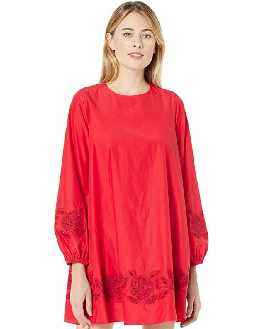 Clothing Kate Spade New York | Kate Spade New York Dresses Rose Embroidered Ella Dress Engine Red