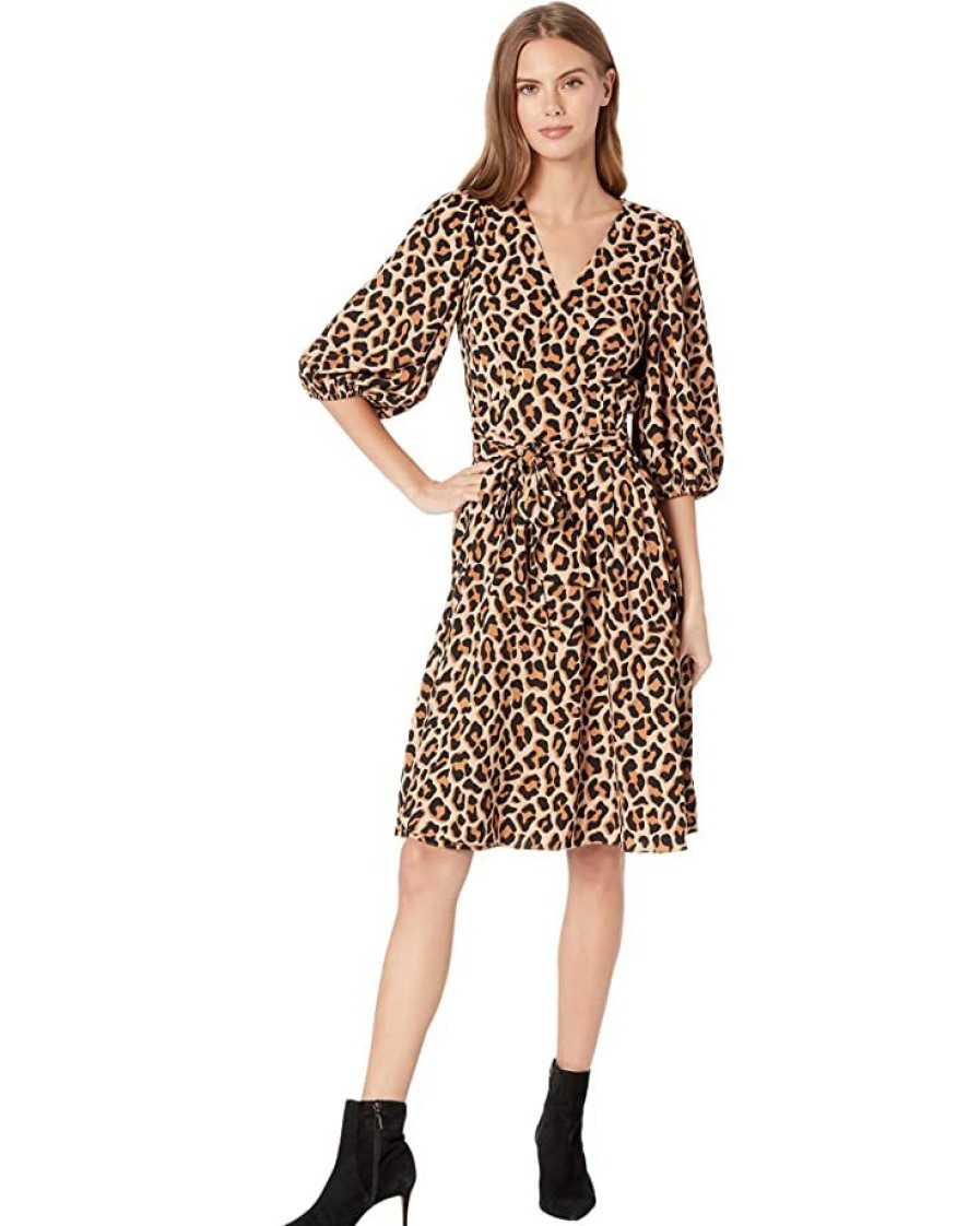 Clothing Kate Spade New York | Kate Spade New York Dresses Lovely Leopard Wrap Dress Roasted Cashew