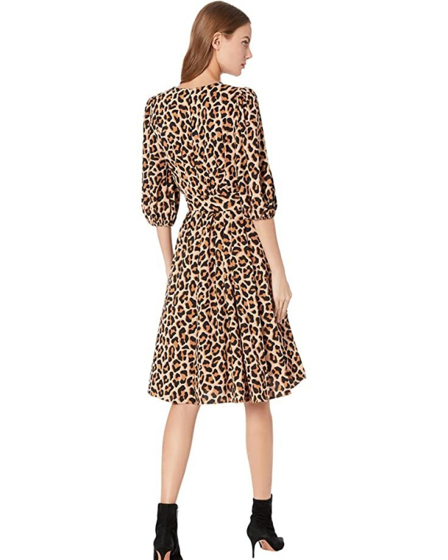 Clothing Kate Spade New York | Kate Spade New York Dresses Lovely Leopard Wrap Dress Roasted Cashew