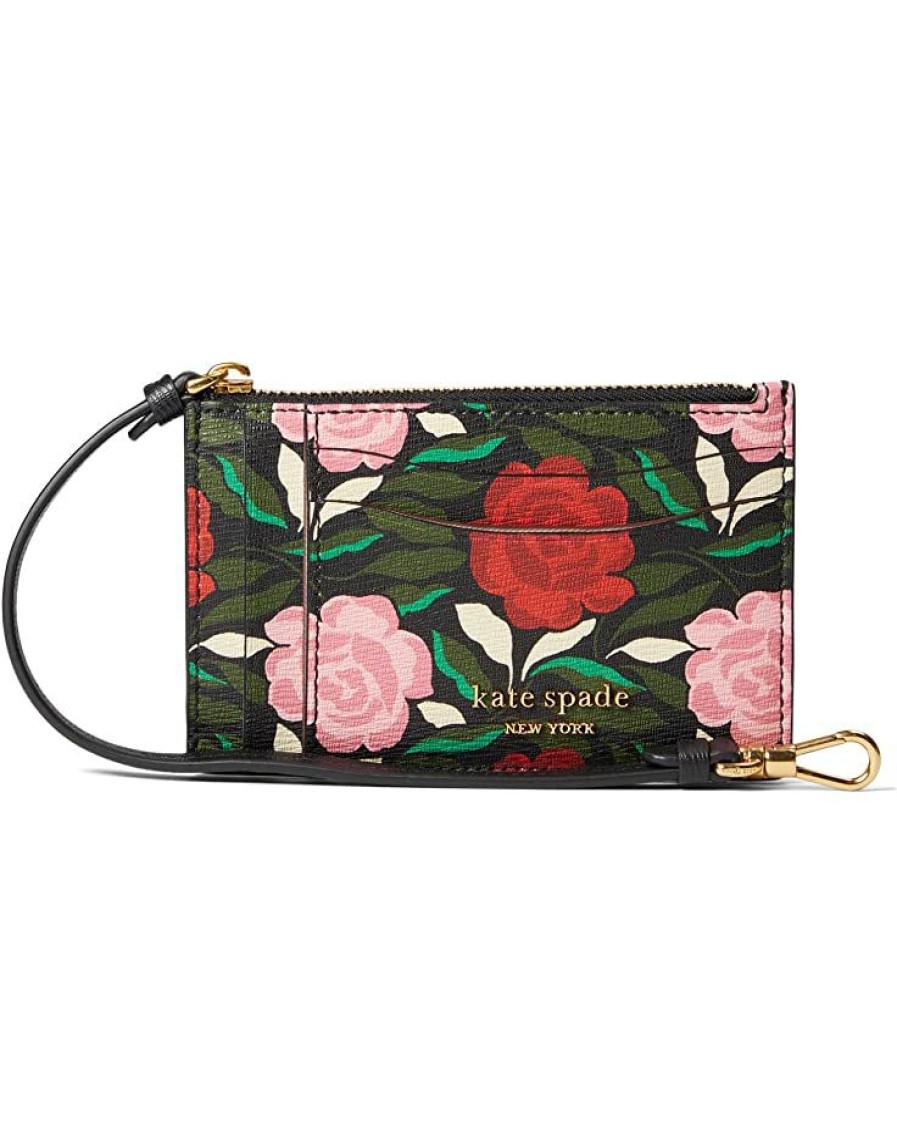 Bags Kate Spade New York | Kate Spade New York Wallets Morgan Rose Garden Printed Saffiano Leather Coin Card Case Wristlet Black Multi