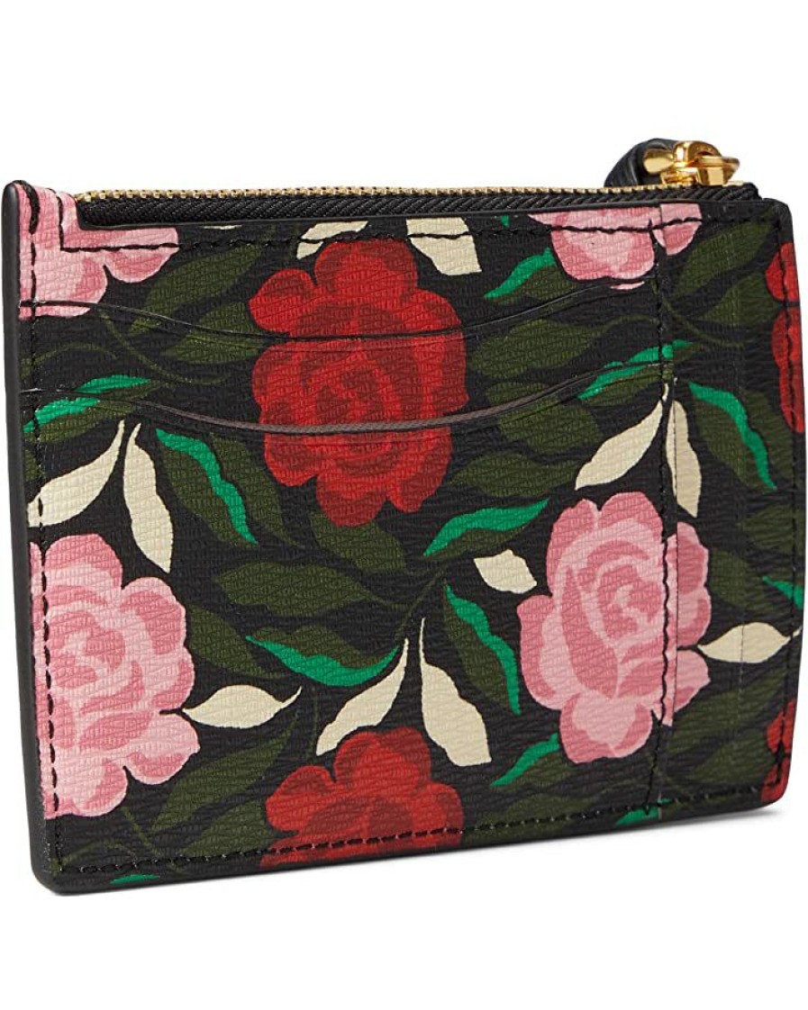 Bags Kate Spade New York | Kate Spade New York Wallets Morgan Rose Garden Printed Saffiano Leather Coin Card Case Wristlet Black Multi