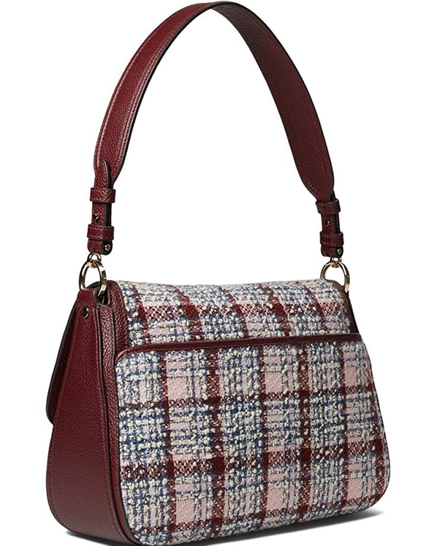 Bags Kate Spade New York | Kate Spade New York Handbags Hudson Tweed Fabric Medium Convertible Flap Shoulder Bag Dark Merlot Multi