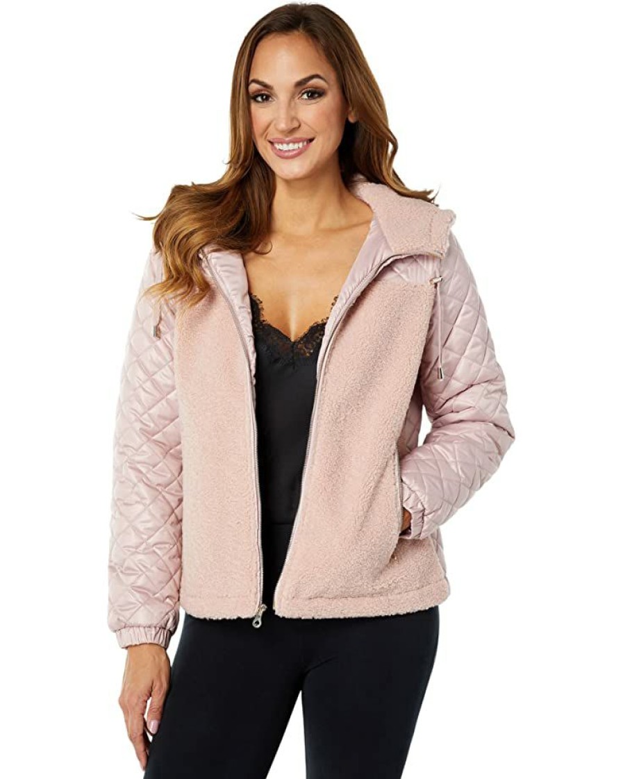 Clothing Kate Spade New York | Kate Spade New York Coats & Outerwear Mixed Media Hooded Quilt Soft Rose 1