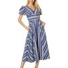 Clothing Kate Spade New York | Kate Spade New York Dresses Dandelion Stripe Midi Dress Squid Ink