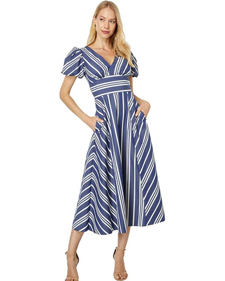 Clothing Kate Spade New York | Kate Spade New York Dresses Dandelion Stripe Midi Dress Squid Ink