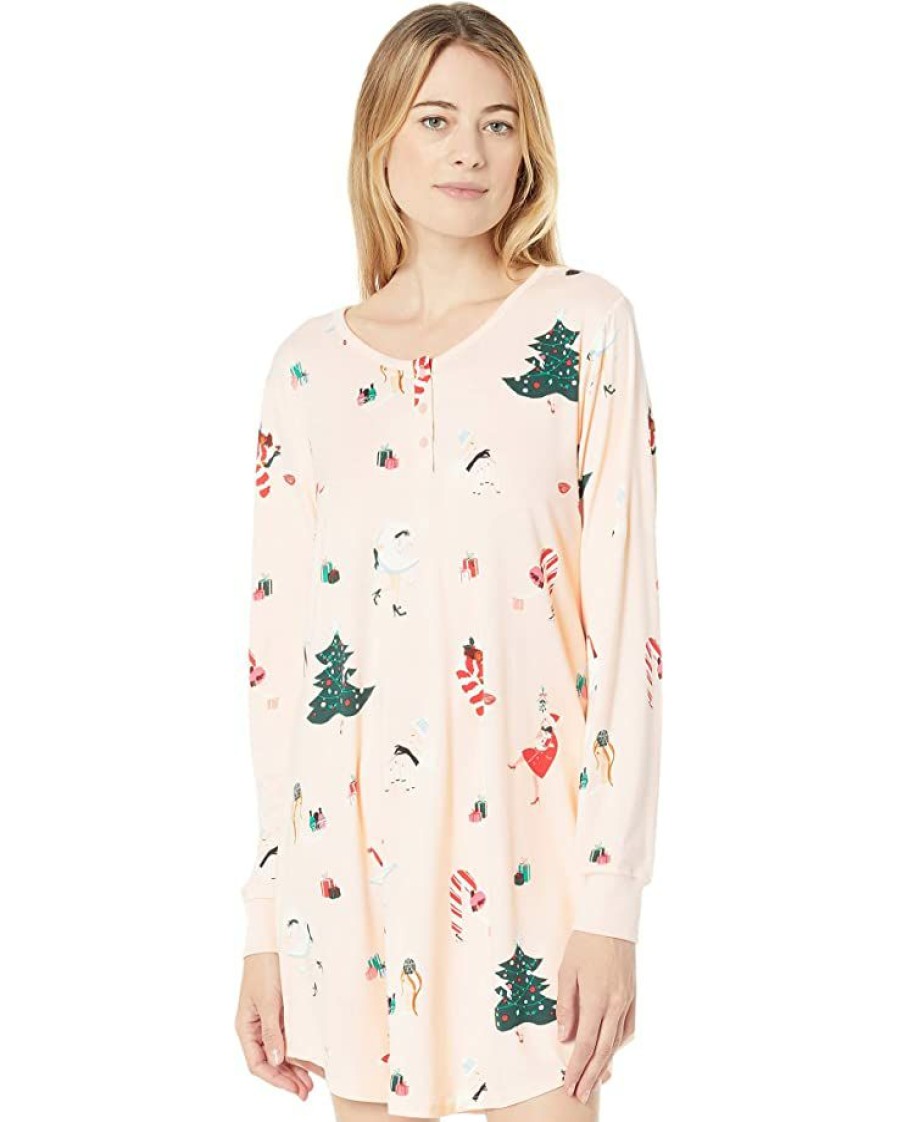 Clothing Kate Spade New York | Kate Spade New York Sleepwear Brushed Jersey Henley Sleepshirt