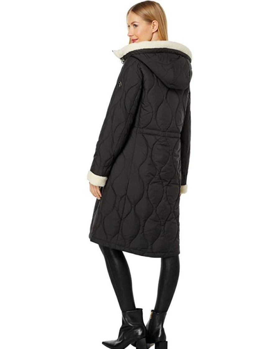 Clothing Kate Spade New York | Kate Spade New York Coats & Outerwear Hooded Zip Front Down With Sherpa Detail