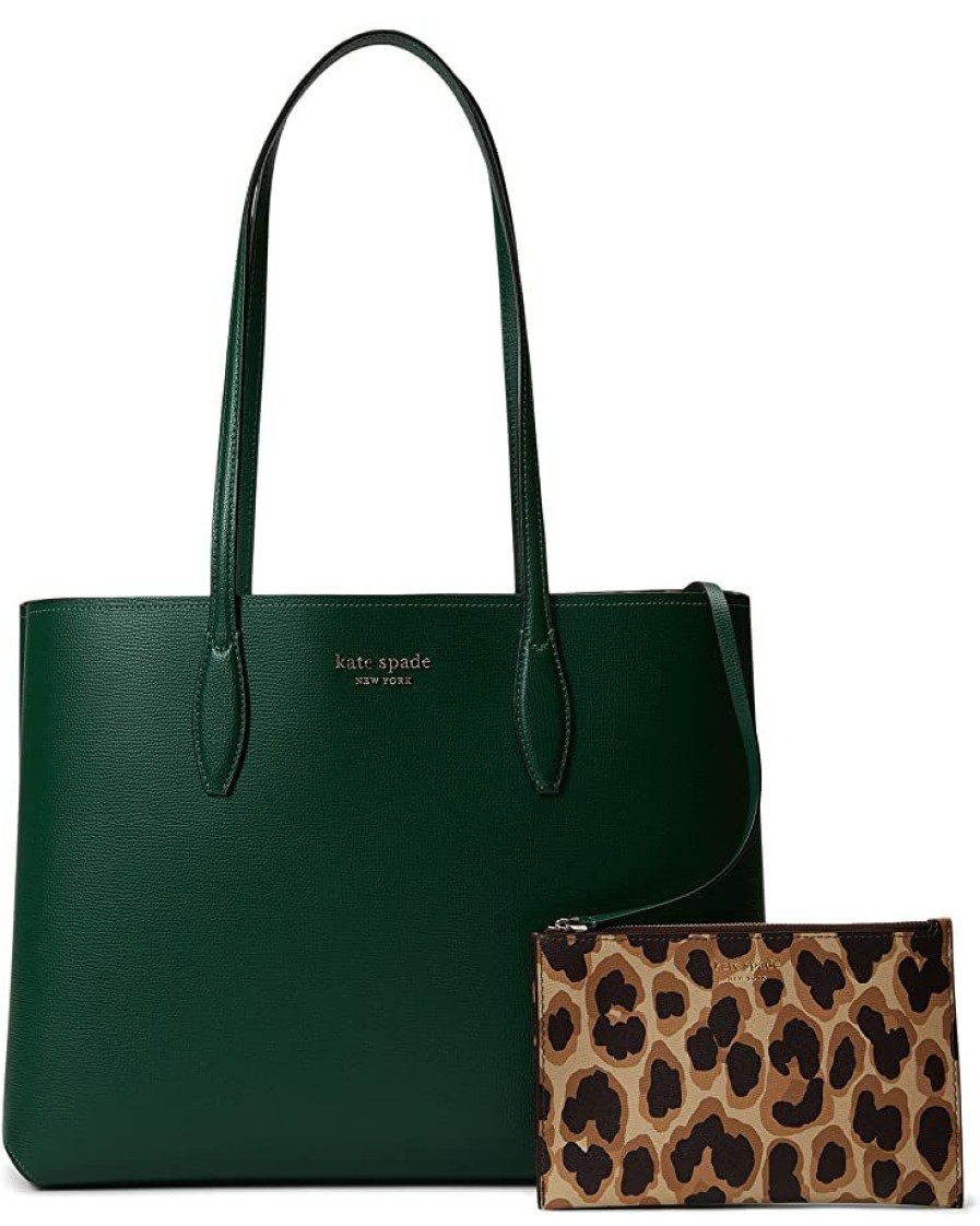 Bags Kate Spade New York | Kate Spade New York Handbags All Day Leopard Pop Printed Cross Grain Leather Large Tote Arugula