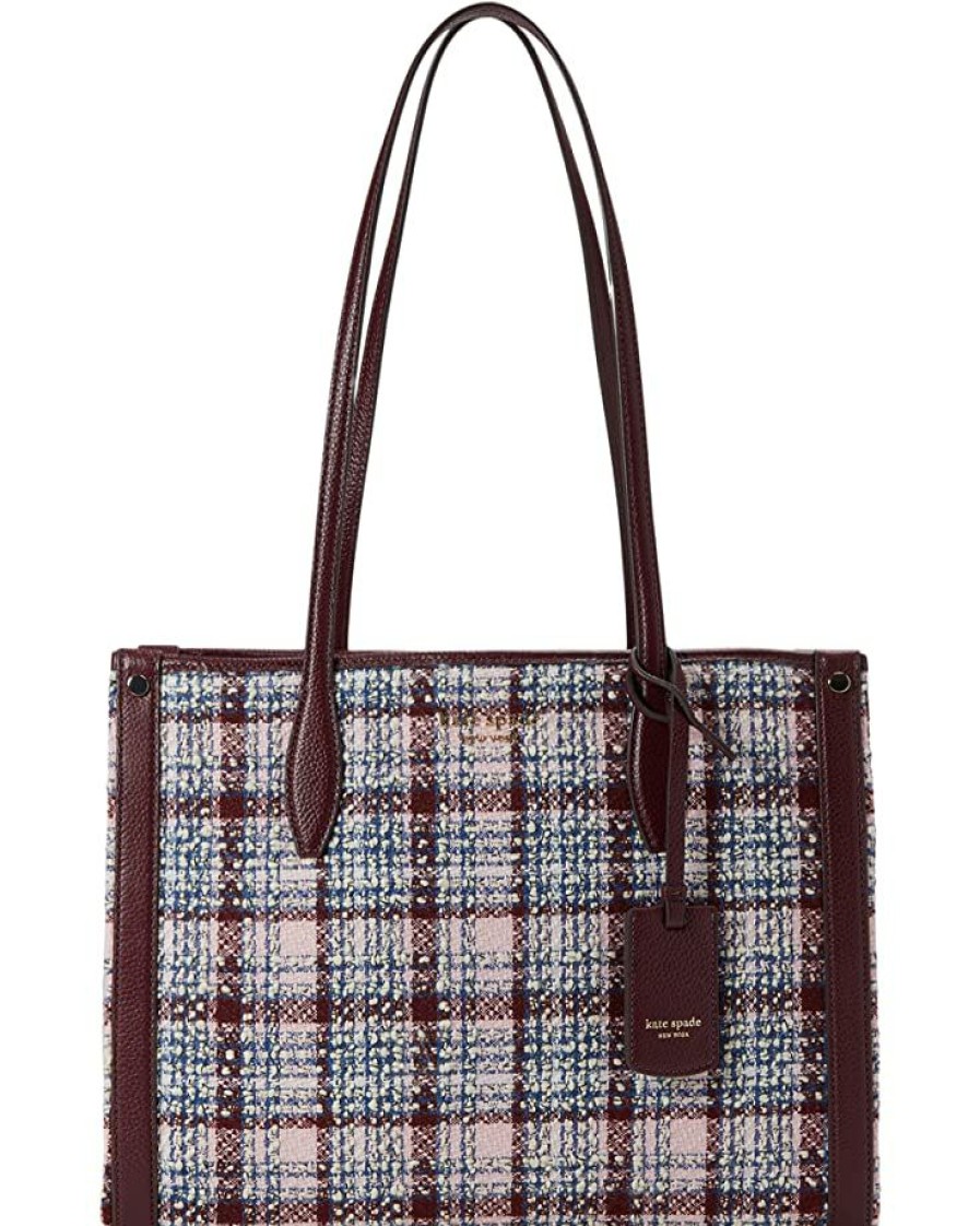 Bags Kate Spade New York | Kate Spade New York Handbags Market Tweed Fabric Medium Tote Dark Merlot Multi