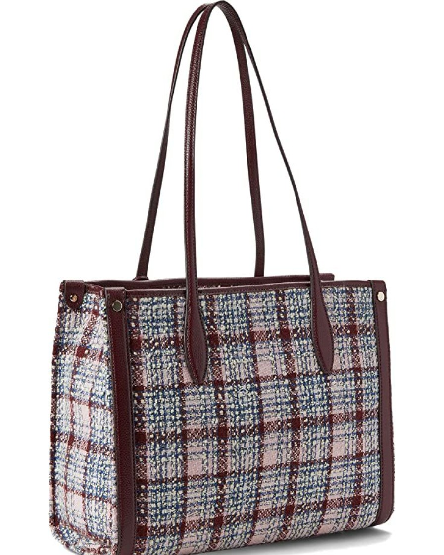 Bags Kate Spade New York | Kate Spade New York Handbags Market Tweed Fabric Medium Tote Dark Merlot Multi