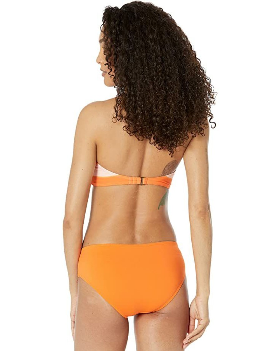 Clothing Kate Spade New York | Kate Spade New York Swimwear Awning Stripe Bandeau Bikini Top Orange Soda