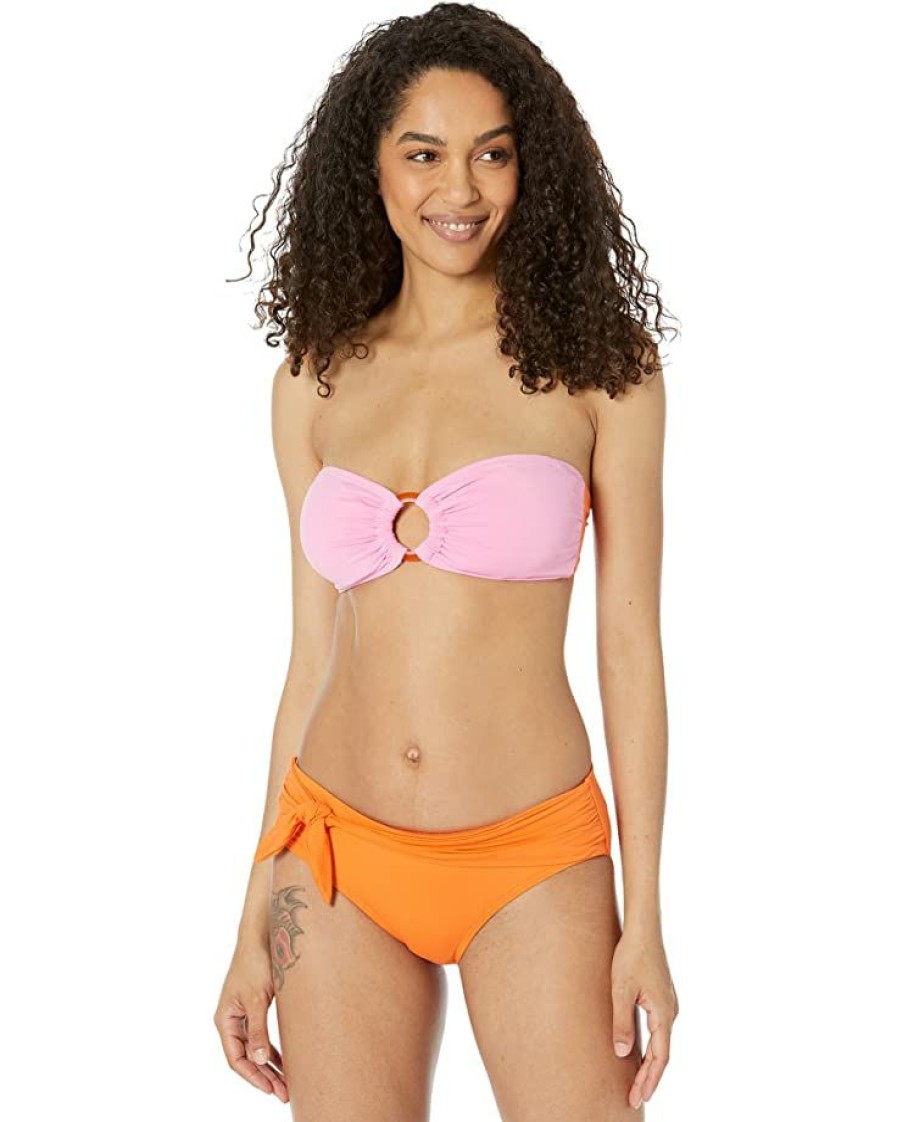 Clothing Kate Spade New York | Kate Spade New York Swimwear Color-Block Ring Bandeau Bikini Top Surf Pink