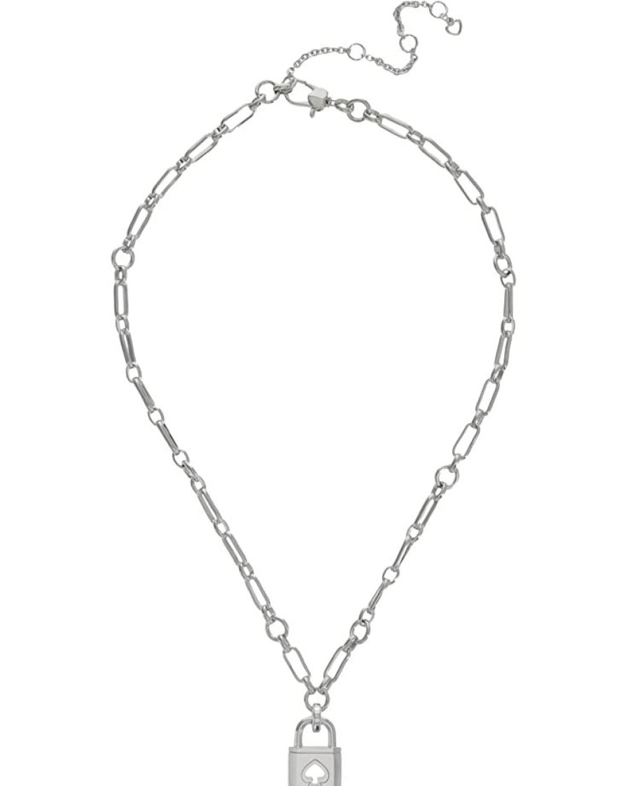 Jewelry Kate Spade New York | Kate Spade New York Necklaces Lock And Spade Lock Pendant Silver