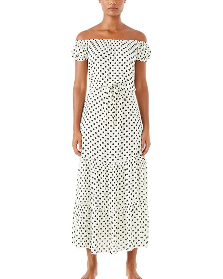 Clothing Kate Spade New York | Kate Spade New York Swimwear Lia Logo Dot Off-The-Shoulder Maxi Dress Ivory