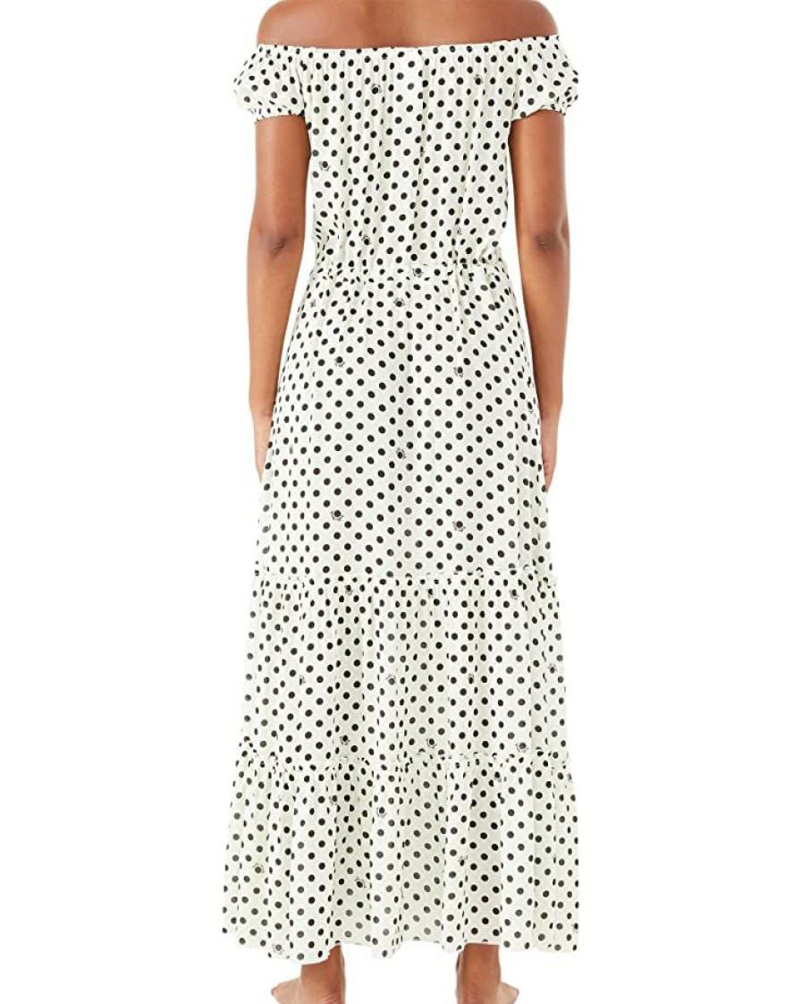 Clothing Kate Spade New York | Kate Spade New York Swimwear Lia Logo Dot Off-The-Shoulder Maxi Dress Ivory