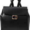 Bags Kate Spade New York | Kate Spade New York Backpacks Katy Textured Leather Medium Flap Backpack Black