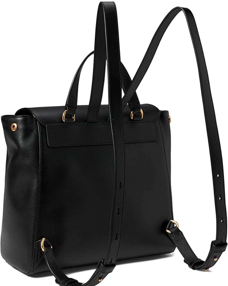 Bags Kate Spade New York | Kate Spade New York Backpacks Katy Textured Leather Medium Flap Backpack Black