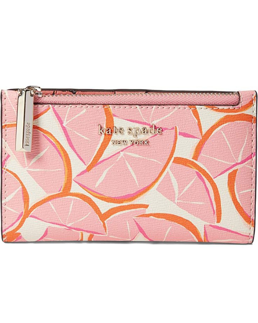 Bags Kate Spade New York | Kate Spade New York Wallets Spencer Grapefruit Printed Pvc Small Slim Bifold Wallet Pink Multi