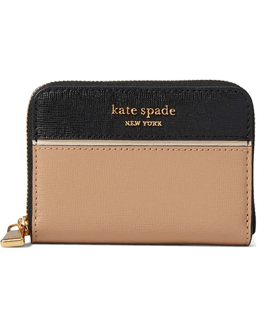 Bags Kate Spade New York | Kate Spade New York Wallets Morgan Color-Blocked Saffiano Leather Zip Card Case Cafe Mocha Multi