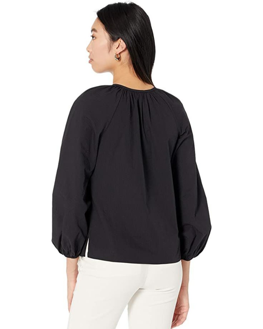 Clothing Kate Spade New York | Kate Spade New York Shirts & Tops Solid Seersucker Top Black