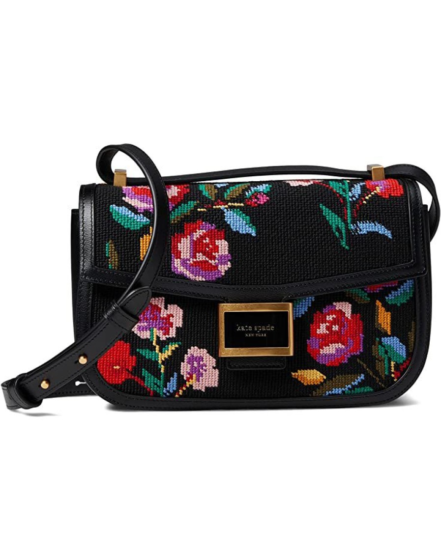 Bags Kate Spade New York | Kate Spade New York Handbags Katy Autumn Floral Needlepoint Fabric Medium Convertible Shoulder Bag Black Multi