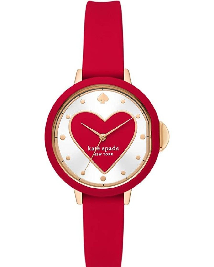 Watches Kate Spade New York | Kate Spade New York Fashion Watches 34 Mm Park Row Three Hand Silicone Watch Ksw1783 Red