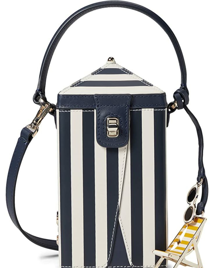 Bags Kate Spade New York | Kate Spade New York Handbags Sunkiss Stripe Printed Smooth Leather 3-D Tent Crossbody Blazer Blue Multi