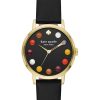 Watches Kate Spade New York | Kate Spade New York Fashion Watches 34 Mm Metro-Makeup Dot Dial Leather Watch Ksw1767 Black