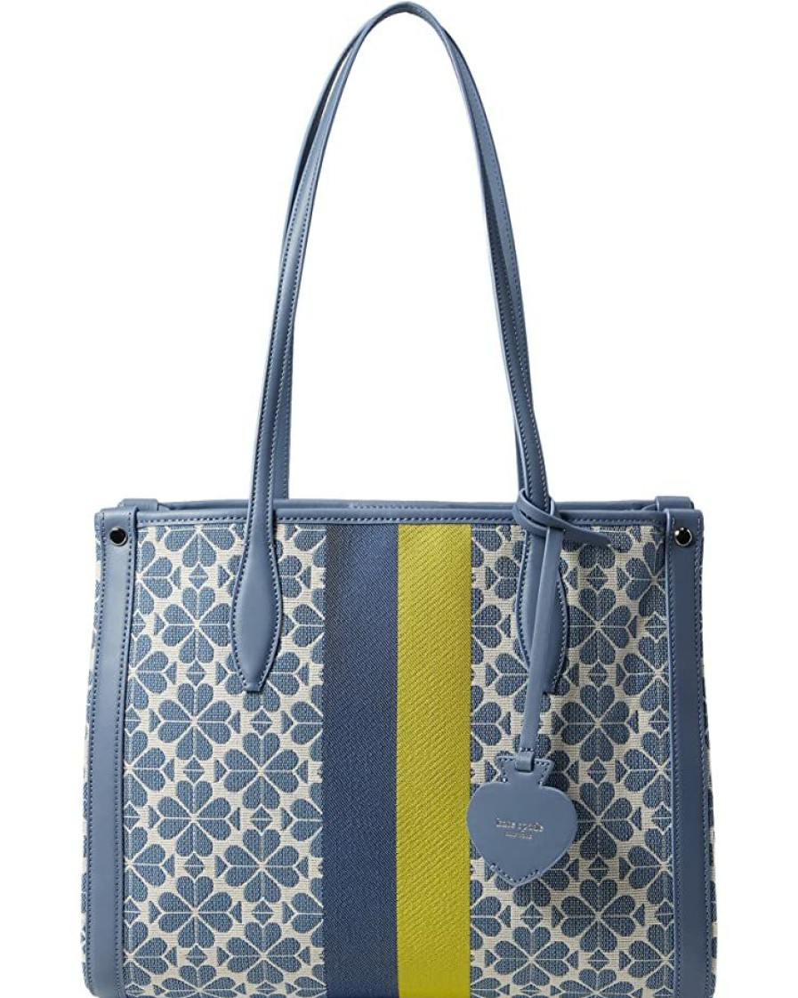 Bags Kate Spade New York | Kate Spade New York Handbags Spade Flower Jacquard Stripe Market Medium Tote Morning Sky Multi