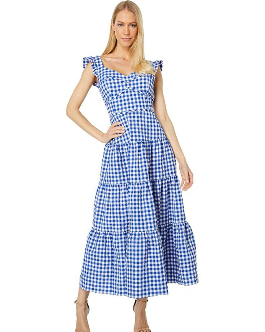 Clothing Kate Spade New York | Kate Spade New York Dresses Gingham Tiered Dress Blueberry