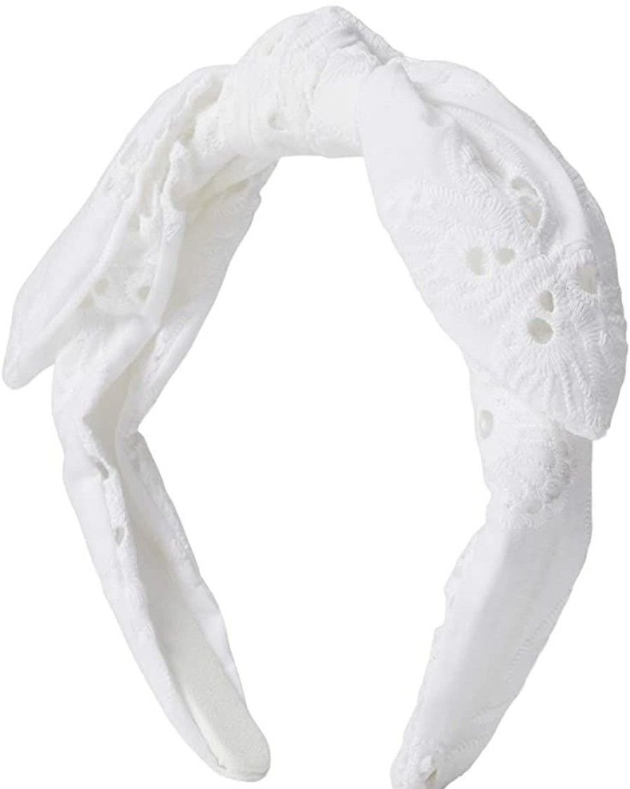 Eyewear Kate Spade New York | Kate Spade New York Hair Accessories Butterfly Eyelet Bow Headband Fresh White