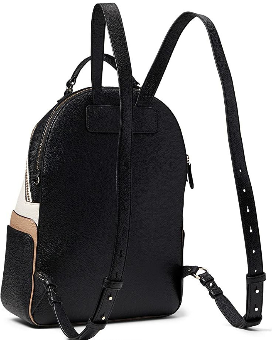 Bags Kate Spade New York | Kate Spade New York Backpacks Hudson Color-Blocked Pebbled Leather Large Backpack Parchment Multi