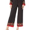 Clothing Kate Spade New York | Kate Spade New York Rose Border Silk Twill Pants Black