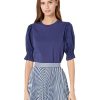 Clothing Kate Spade New York | Kate Spade New York Shirts & Tops Poplin Puff Sleeve Tee French Navy