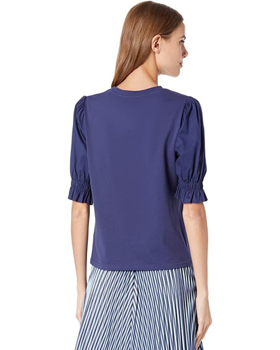 Clothing Kate Spade New York | Kate Spade New York Shirts & Tops Poplin Puff Sleeve Tee French Navy