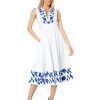 Clothing Kate Spade New York | Kate Spade New York Dresses Embroidered Zigzag Floral Midi Dress Fresh White