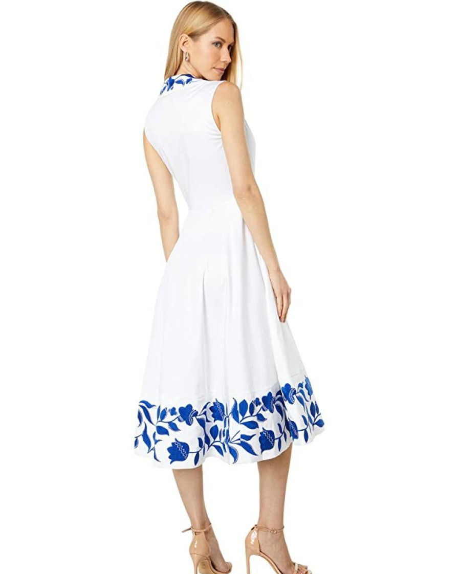 Clothing Kate Spade New York | Kate Spade New York Dresses Embroidered Zigzag Floral Midi Dress Fresh White