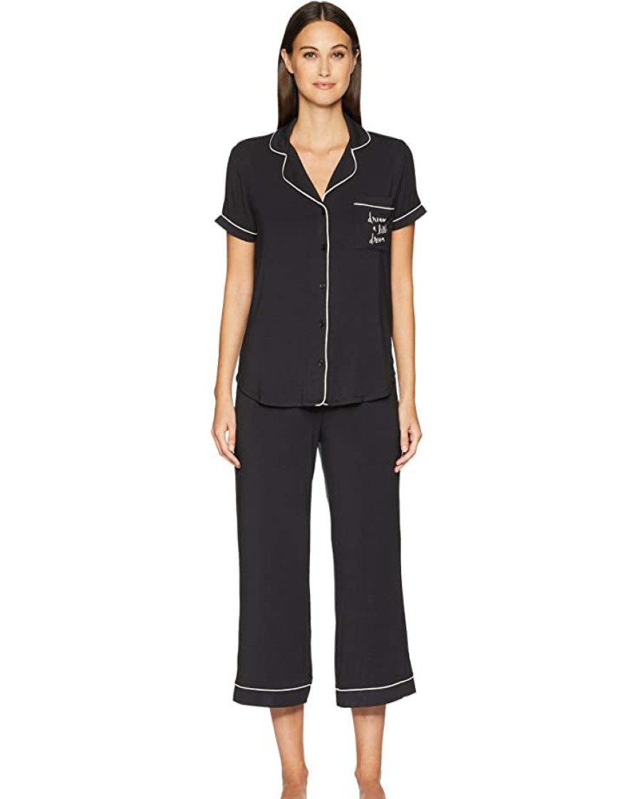 Clothing Kate Spade New York | Kate Spade New York Sleepwear Dream A Little Dream Cropped Pajama Set Black