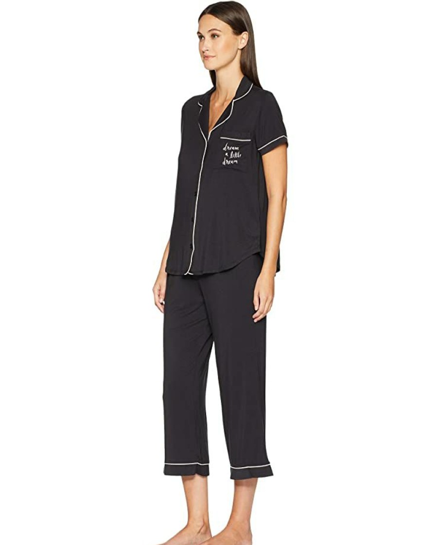 Clothing Kate Spade New York | Kate Spade New York Sleepwear Dream A Little Dream Cropped Pajama Set Black