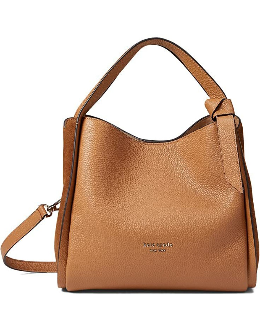 Bags Kate Spade New York | Kate Spade New York Handbags Knott Pebbled And Suede Leather Medium Crossbody Tote Bungalow