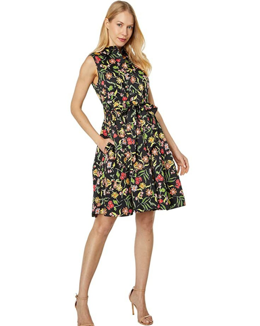 Clothing Kate Spade New York | Kate Spade New York Dresses Rooftop Garden Floral Marina Dress Black Multi